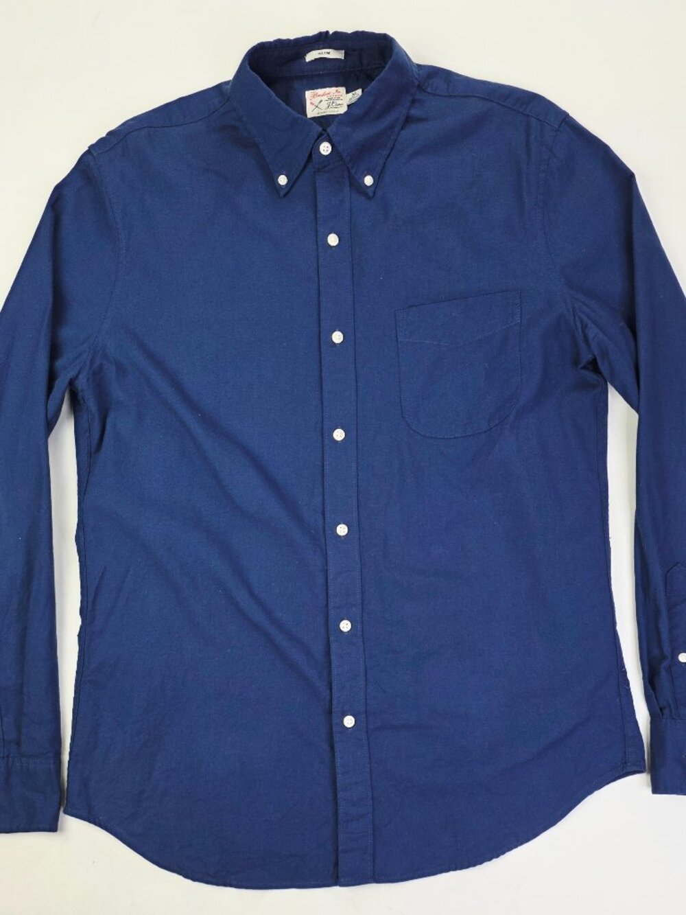 J. Crew Slim The Broken In Oxford Size Medium Mens Navy Button Down Cotton Shirt